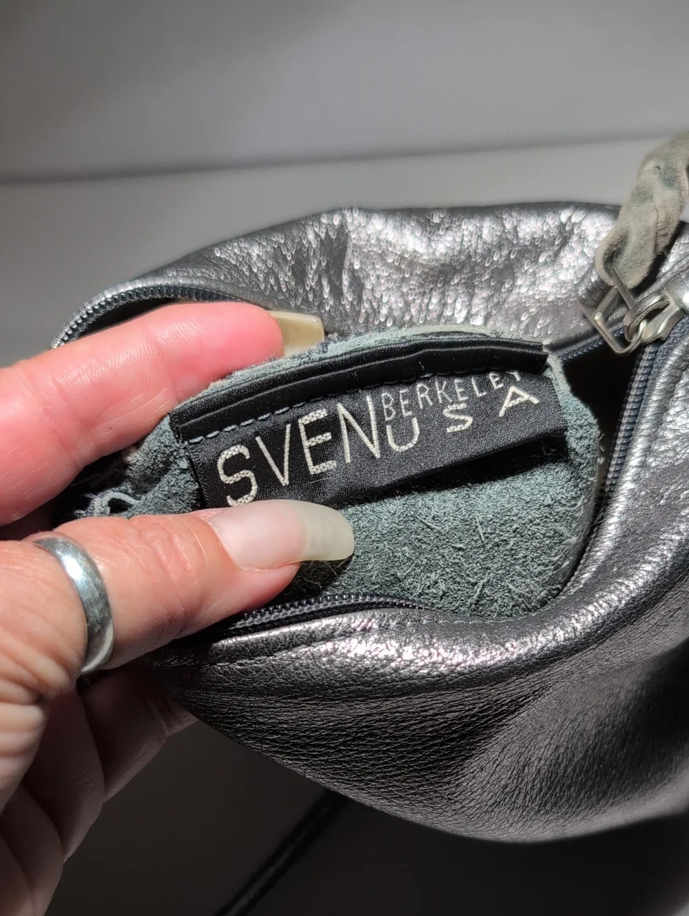 Sven Berkeley USA Metallic Silver Crossbody Bag - Women's Shoulder Purse